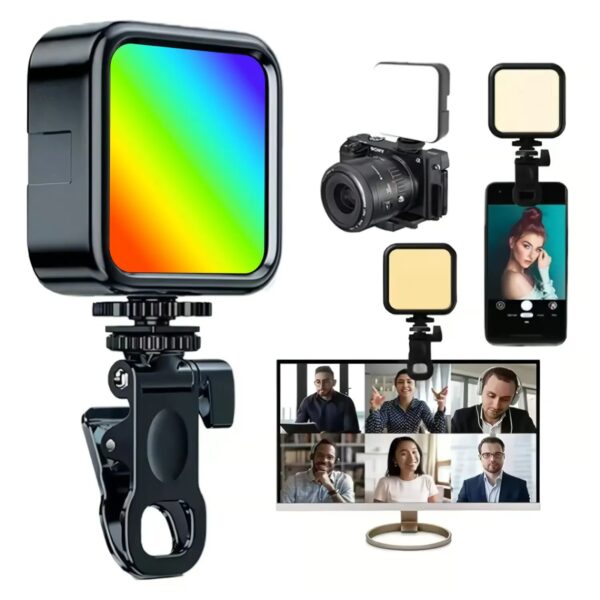 Luz LED RGB AY-83 Recargable Con Soporte Clip para Celular