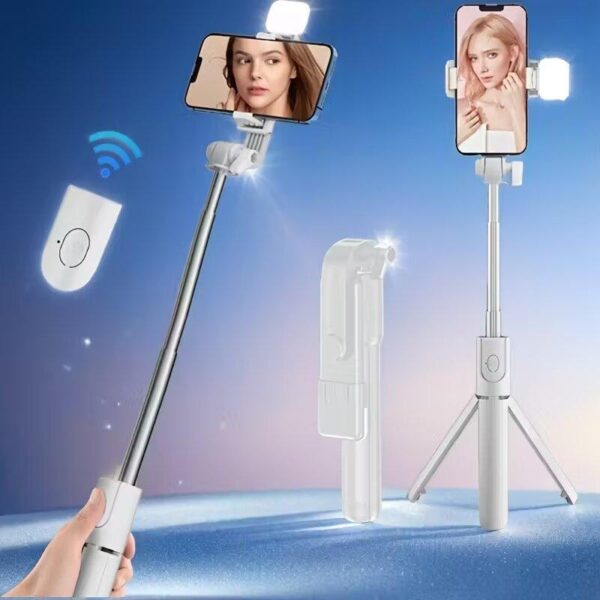 Palo Selfie Trípode Inalámbrico Bluetooth R1S con Luz LED