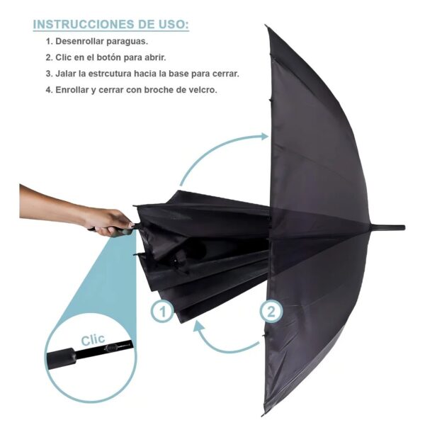 Paraguas Sombrilla Baston XXL 16 Varillas Semi Automatico