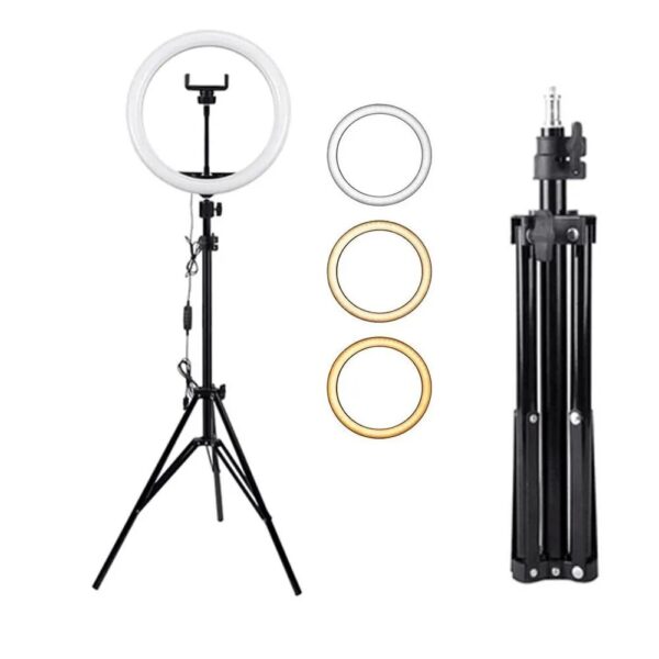 Kit Aro Luz LED 26cm y 3 Tonos USB mas Trípode 2.1m