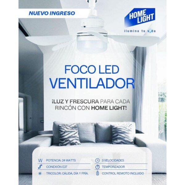 Foco Ventilador LED 24W Home Light – 3 Colores mas Control