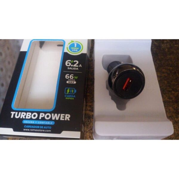 Cargador Auto Romax Turbo Power 66W 6.2A Carga Rápida