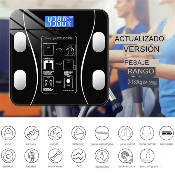 Balanza de Peso Digital Smart con Bluetooth para Analisis de Composicion Corporal