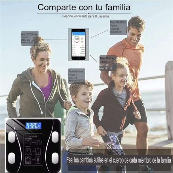 Balanza de Peso Digital Smart con Bluetooth para Analisis de Composicion Corporal