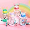 Botella de Agua con Cuernos de Reno Transparente para niños de 600ml