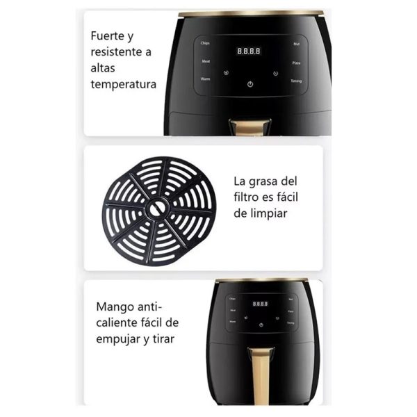 Freidora Aire AirFryer Digital 6 Litros de 2400w con Temperatura hasta 200°C