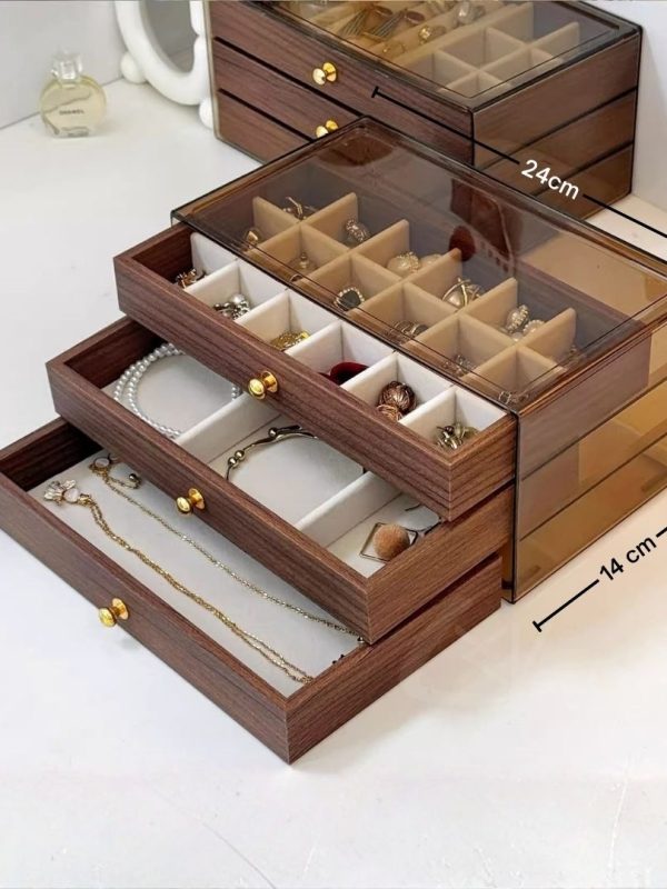 Joyero Organizador de Joyas 3 Niveles Elegante Madera