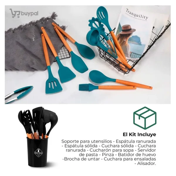 Mauina-de-Descongelacion-Rapida-turquesa.webp Set de Cucharones de Cocina de Silicona de 12 piezas