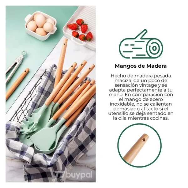 Mauina-de-Descongelacion-mango-madera.webp Set de Cucharones de Cocina de Silicona de 12 piezas