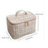 Neceser-de-hilos-dorados-2.jpeg Neceser Elegante Organizador de Maquillaje de Hilos Dorado a Cuadros para Mujer