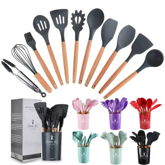 Set-de-Cucharones-de-Silicona-12-piezas-colores-2.jpg Set de Cucharones de Cocina de Silicona de 12 piezas