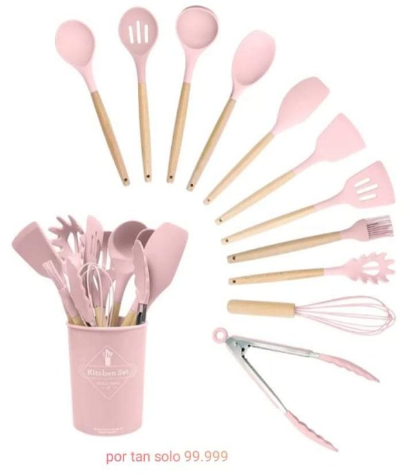 Set-de-Cucharones-de-Silicona-12-piezas-rosado.jpg Set de Cucharones de Cocina de Silicona de 12 piezas