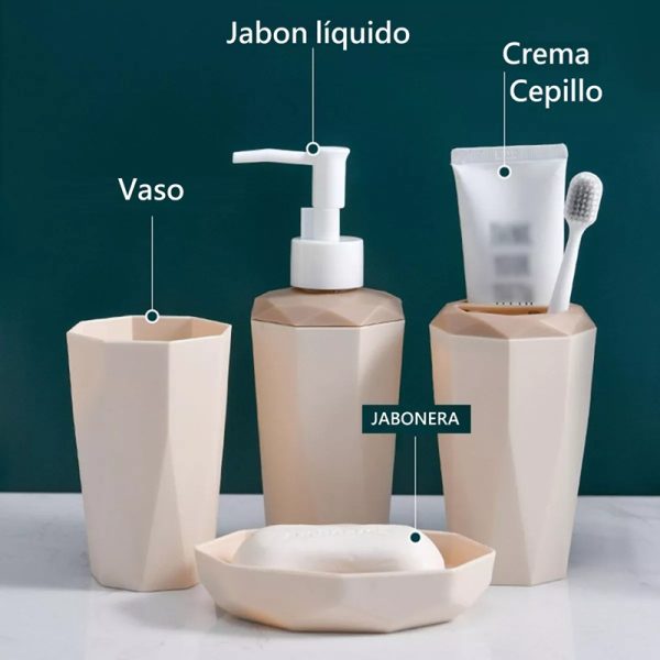 Set de Accesorios para Baño de 4 piezas  con Forma de Diamante