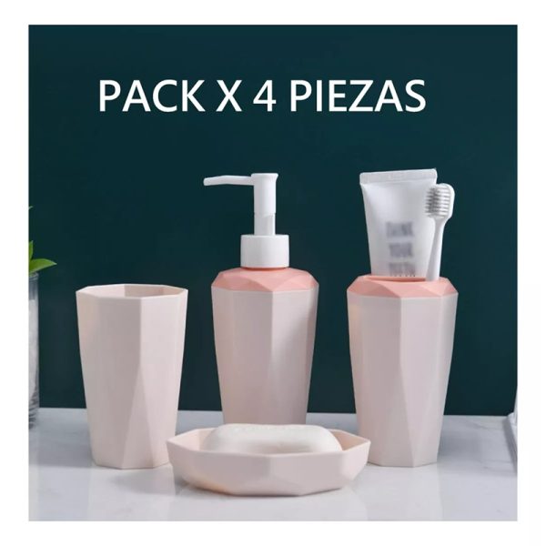 Set de Accesorios para Baño de 4 piezas  con Forma de Diamante