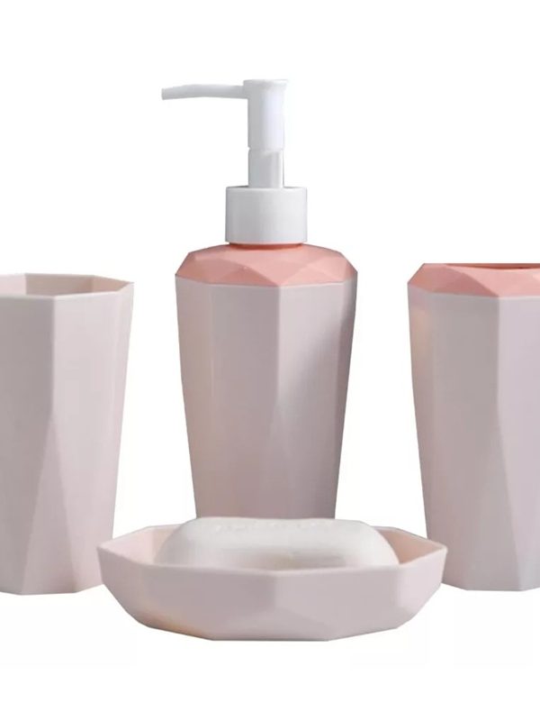 Set Baño Diamante 4 Pzs: Estilo Moderno y Organización