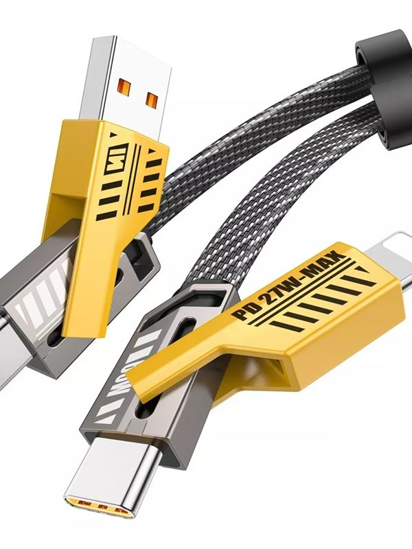 Cable de transmisión de datos y carga rápida 4 en 1 Retractil y Reforzado de 65W
