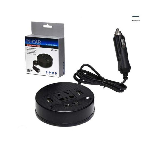 Cargador Inversor Auto 150W: USB-C, USB y AC