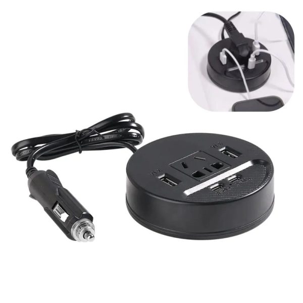 Cargador Inversor Auto 150W: USB-C, USB y AC