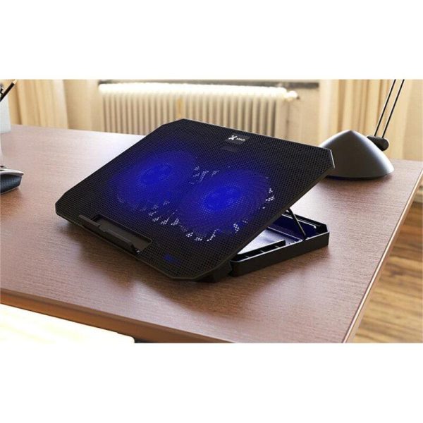 Cooler Ventilador para Laptop 17" Dual de 5 Ángulos + 2 Puertos USB