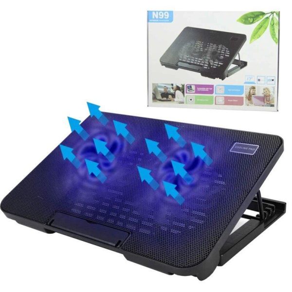Cooler Ventilador para Laptop 17" Dual de 5 Ángulos + 2 Puertos USB