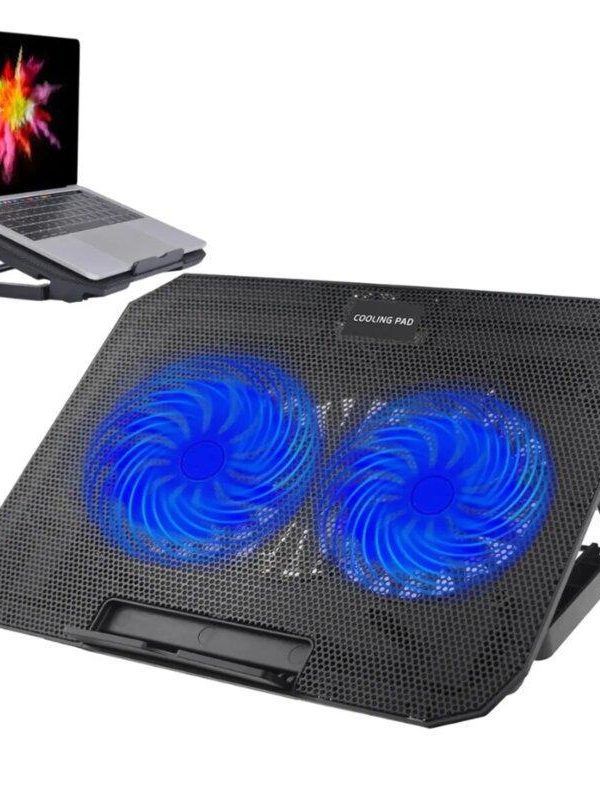 Cooler Ventilador para Laptop 17" Dual de 5 Ángulos + 2 Puertos USB