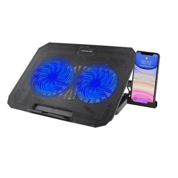 Cooler Ventilador para Laptop 17" Dual de 5 Ángulos + 2 Puertos USB