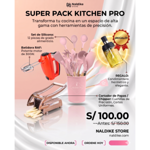 Super Pack Kitchen PRO: Cortador, Batidora y Cucharones