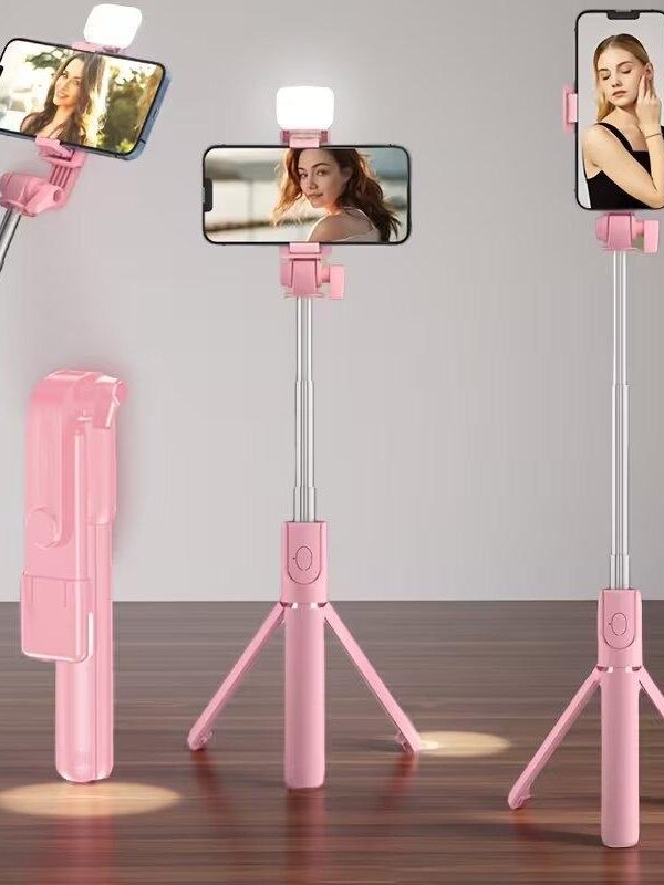 Palo Selfie Trípode Inalámbrico Bluetooth R1S con Luz LED