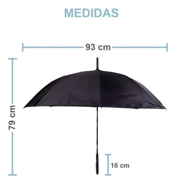 Paraguas Sombrilla Baston XXL 16 Varillas Semi Automatico