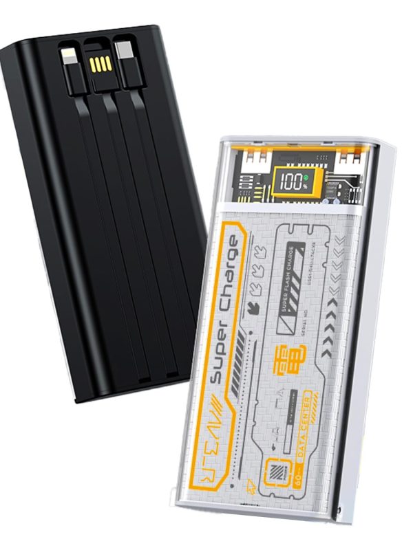 Power Bank 20000mAh de 22.5W Carga Rápida con Cable 3-en-1