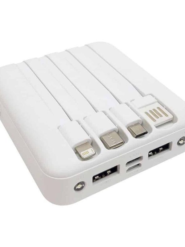 Power Bank 9000mAh con 4 Cables Integrados para 6 Dispositivos