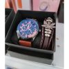 Set Reloj Hombre Cronógrafo + Pulsera Cuero: Estilo Moderno