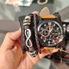 Set Reloj Hombre Cronógrafo + Pulsera Cuero: Estilo Moderno