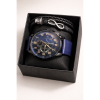 Set Reloj Hombre Cronógrafo + Pulsera Cuero: Estilo Moderno