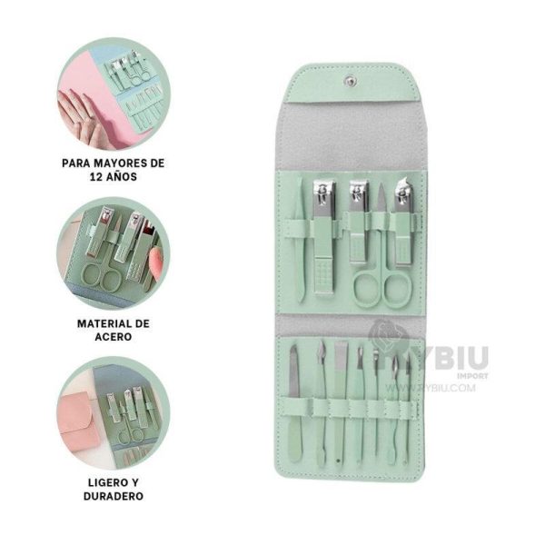 Set Manicure Pedicure 12 Pzas Acero Portátil - ¡Uñas Perfectas!