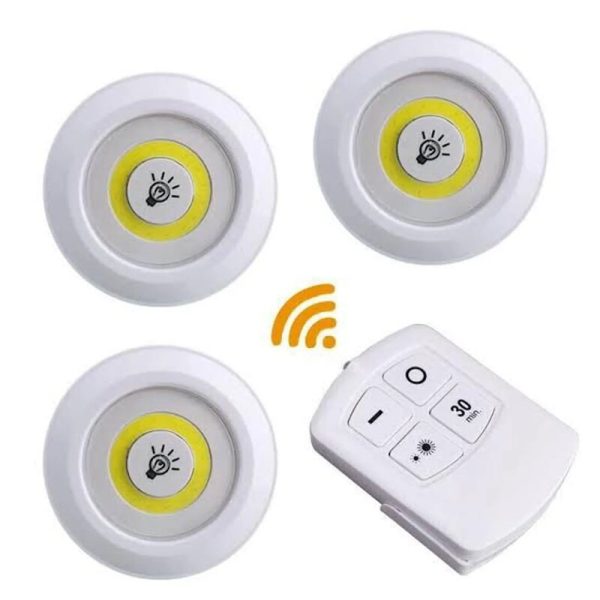 3 Luces LED Inalámbricas con Control Remoto para Hogar