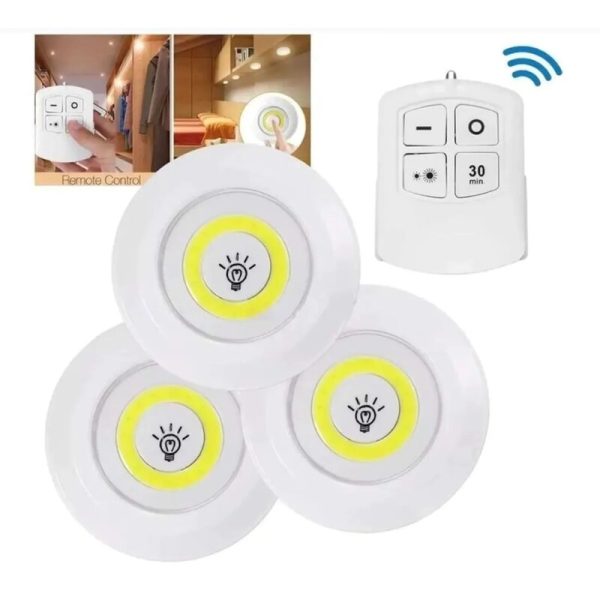3 Luces LED Inalámbricas con Control Remoto para Hogar