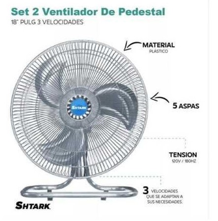 Ventilador 3 en 1 de 18" Para Uso en Pedestal, Pared y Mesa