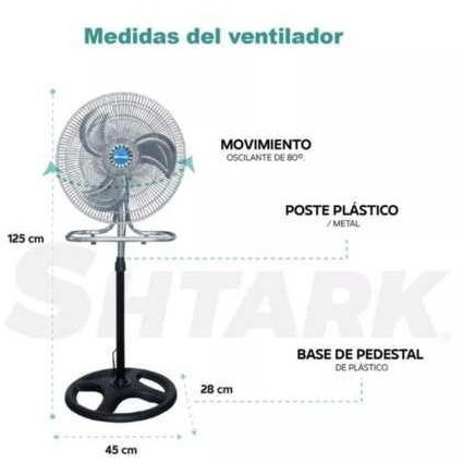 Ventilador 3 en 1 de 18" Para Uso en Pedestal, Pared y Mesa