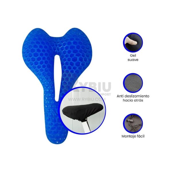 Asiento Cojín Gel para Bicicleta + Funda Protectora Color Negro