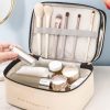 Bolsa de Neceser Organizador de Doble Capa para Cosméticos de Cuero