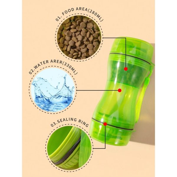 Botella Comedero Portatil para Mascotas 2 en 1