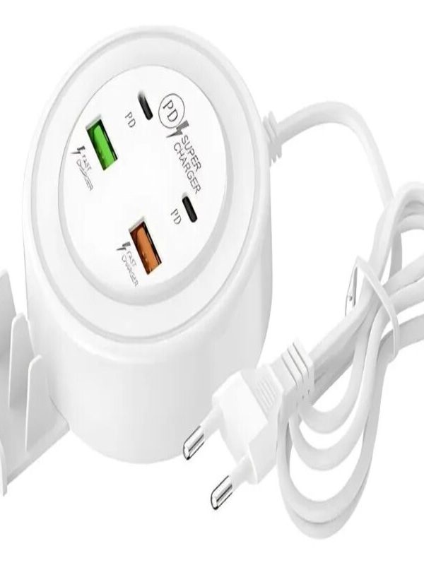 Cargador de Mesa de Carga Rapida de 2 Puertos USB+ 2 Tipo C  de 5.1A