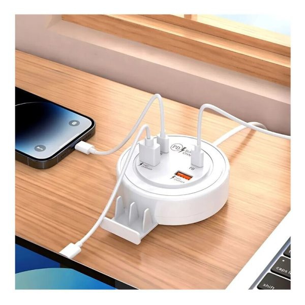 Cargador de Mesa de Carga Rapida de 2 Puertos USB+ 2 Tipo C  de 5.1A