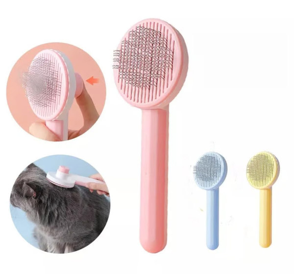 Cepillo de Pelo para Mascotas con Boton de Limpieza