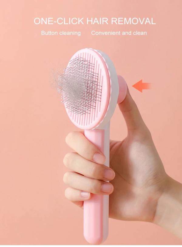 Cepillo de Pelo para Mascotas con Boton de Limpieza