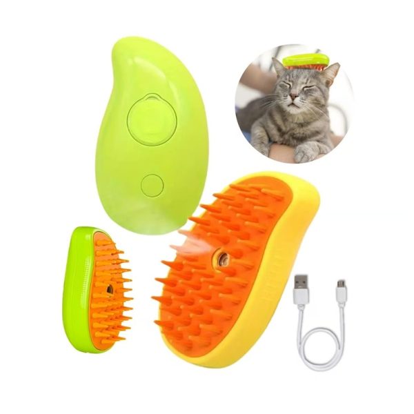 Cepillo Quita Pelo Electrico Recargable Vaporizante 3 en 1 para mascotas