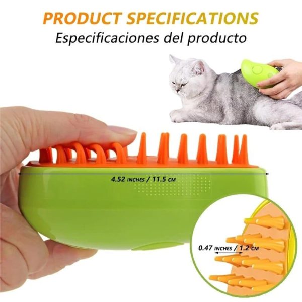 Cepillo Quita Pelo Electrico Recargable Vaporizante 3 en 1 para mascotas