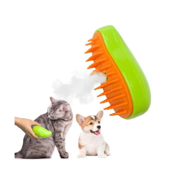 Cepillo Quita Pelo Electrico Recargable Vaporizante 3 en 1 para mascotas