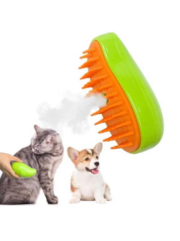 Cepillo Quita Pelo Electrico Recargable Vaporizante 3 en 1 para mascotas